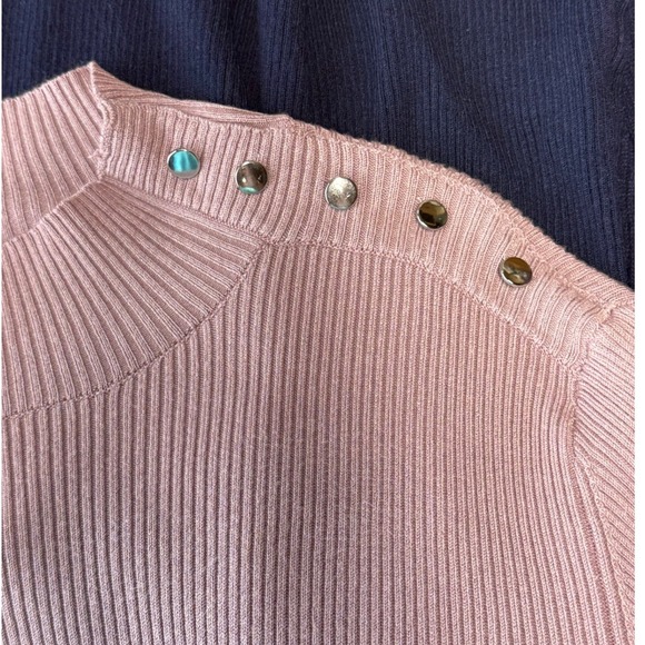 N Y & Co Women Colorblock Cowlneck Ribbed Knit L Sweater Preppy‎ Office Y2K Warm - Picture 5 of 8